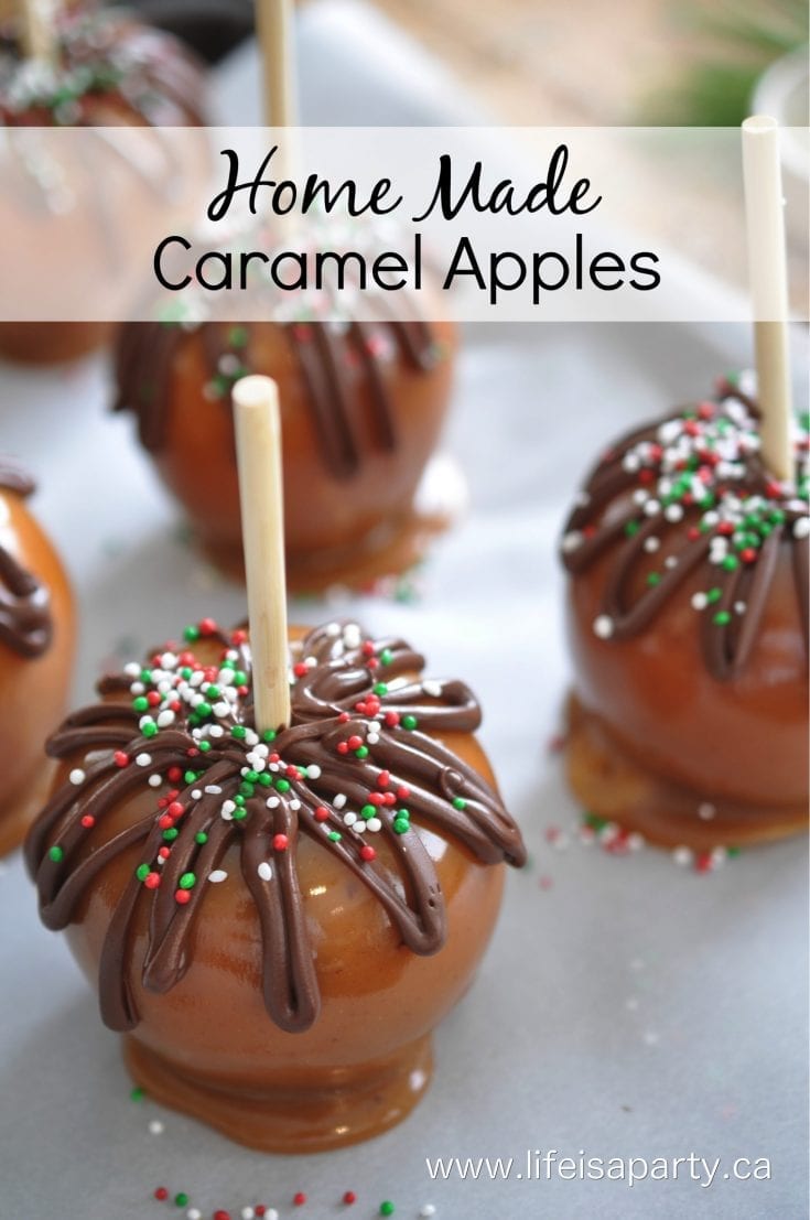Caramel Apple Recipe: Easy, homemade Caramel Apples, perfect for Christmas gift giving, or anytime of year. Add your favourite toppings.