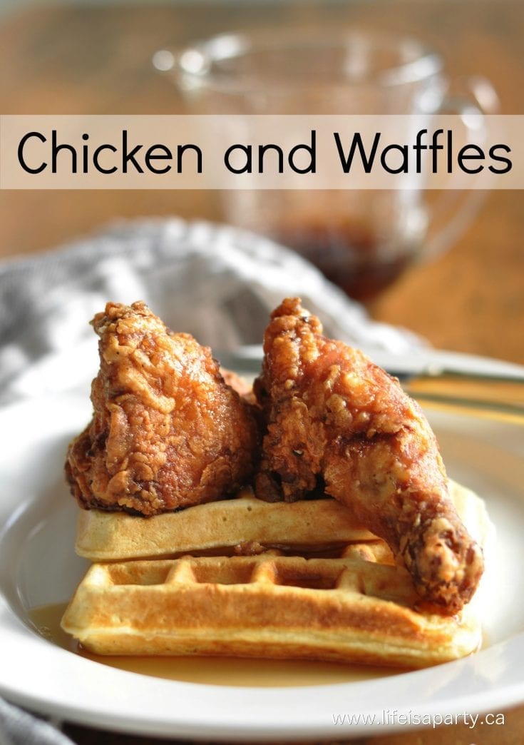 Fried Chicken and Waffles: Recipe for crispy fried chicken and fluffy waffles, with warmed maple syrup. This sweet and salty combo is a match made in heaven.
