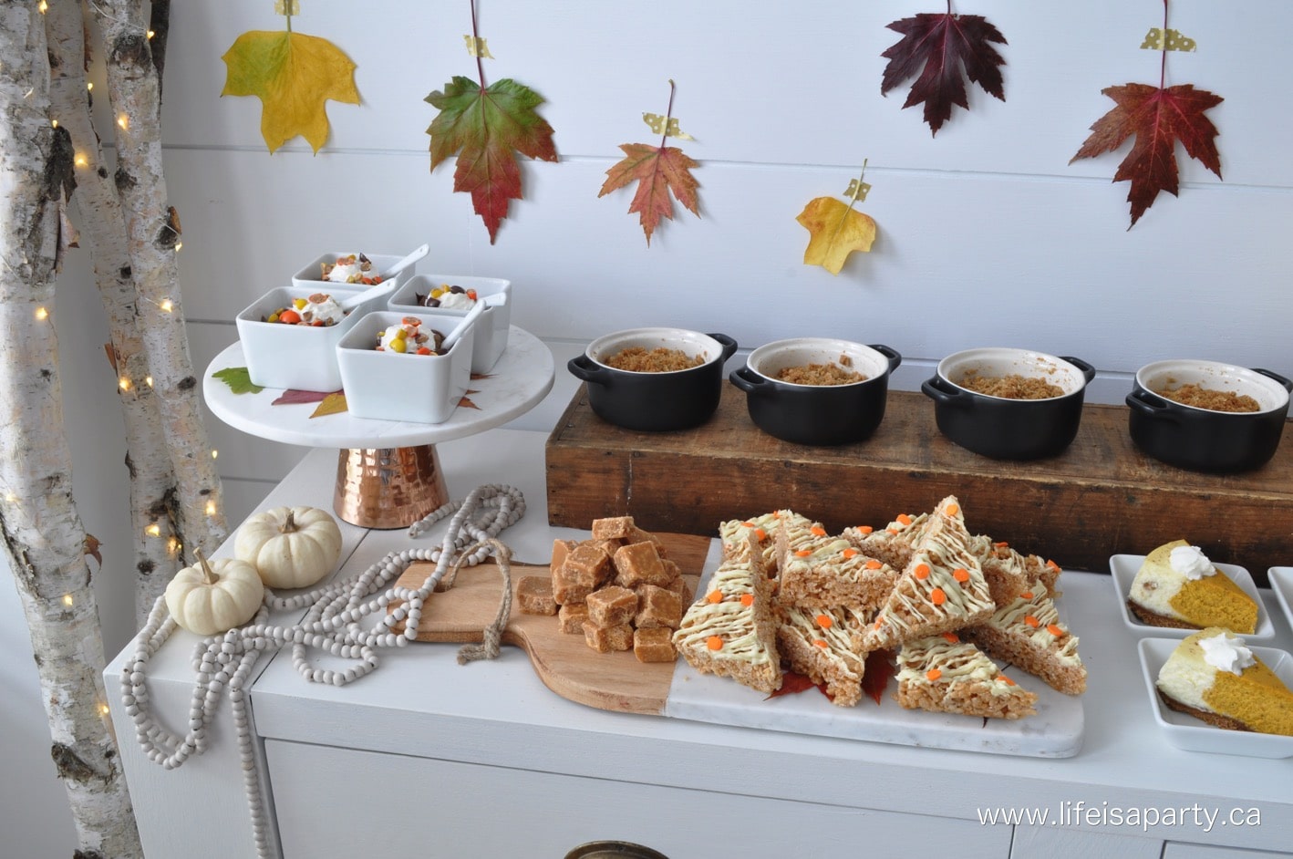 Easy Fall Dessert Table -homemade, semi-homemade, and store bought desserts served in individual portions make the perfect easy dessert table.