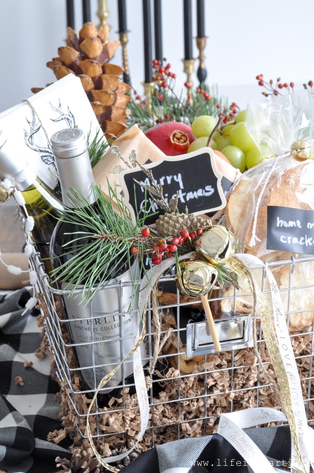 Holiday Hostess Wine and Cheese Gift Basket 