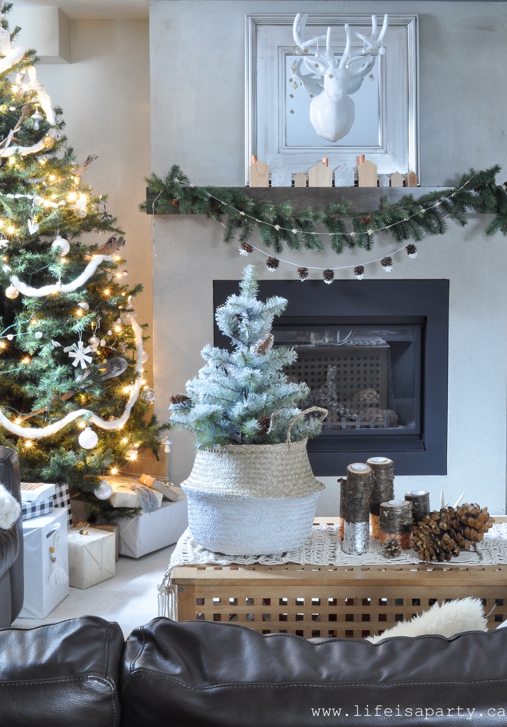 Cozy neutral Christmas Family Room