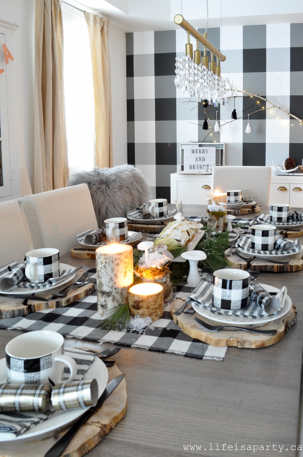 Rustic Black and White Christmas Table