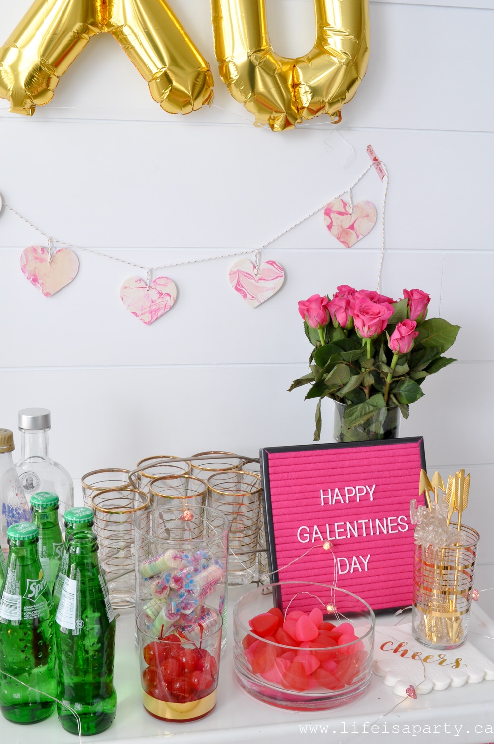 Galentine’s Day Cocktail and Bar Cart