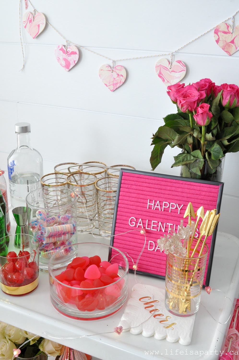 Happy Galentine's Day Cocktail and Bar Cart 