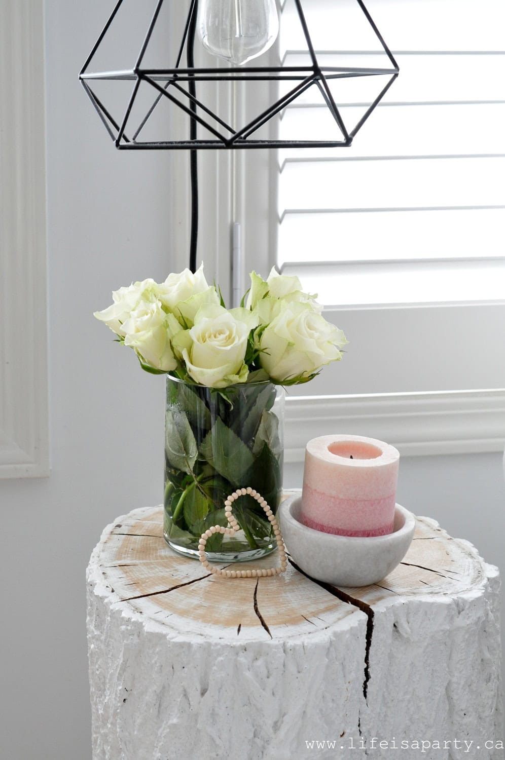 Valentine's Day Decor -a home tour with simple, neutral, and soft pink decorations for a pretty Valentine's Day Farmhouse inspired feel.