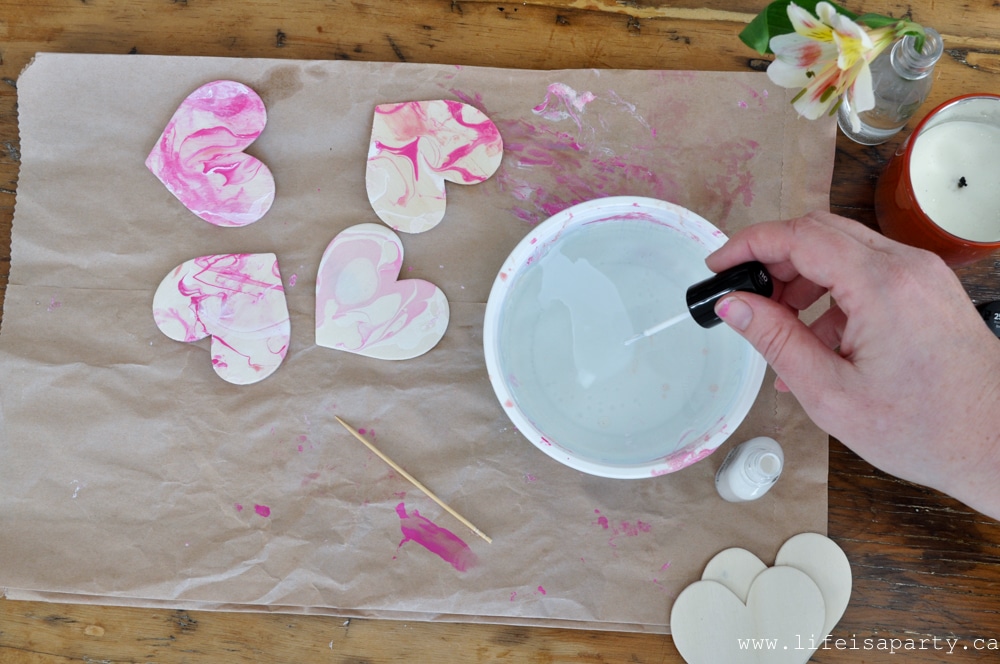 how to nail polish marble with water