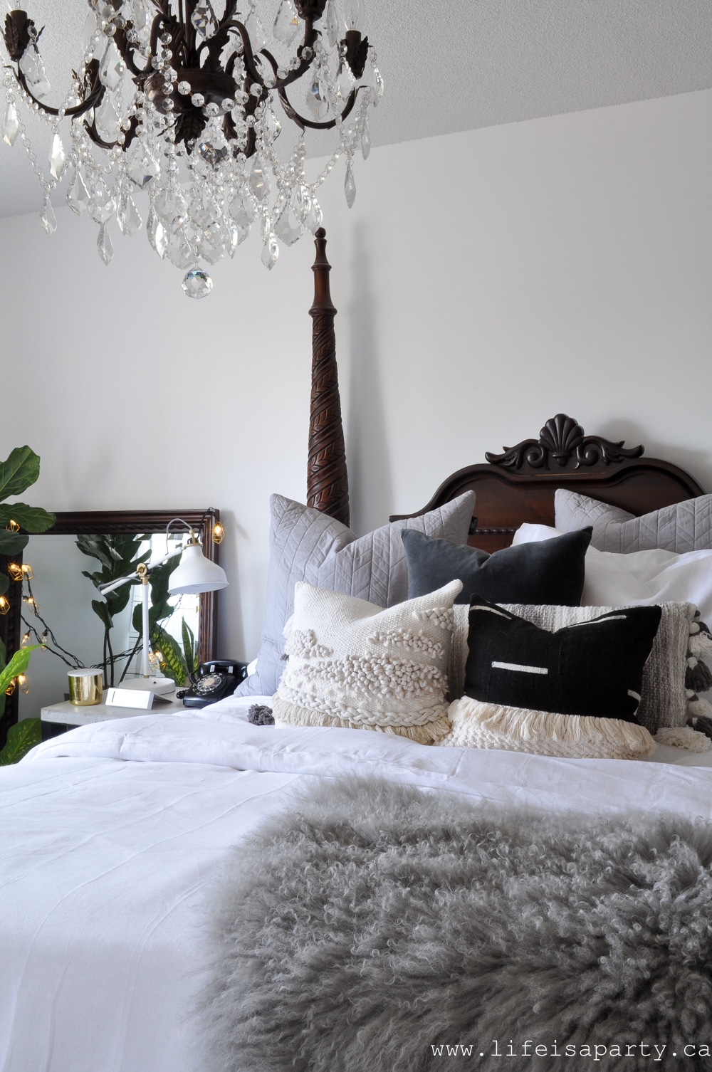 Modern Boho black and white Bed