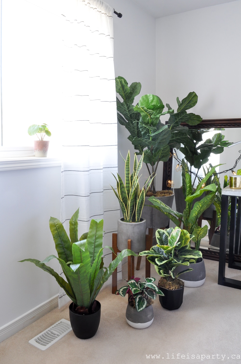 large faux house plant grouping