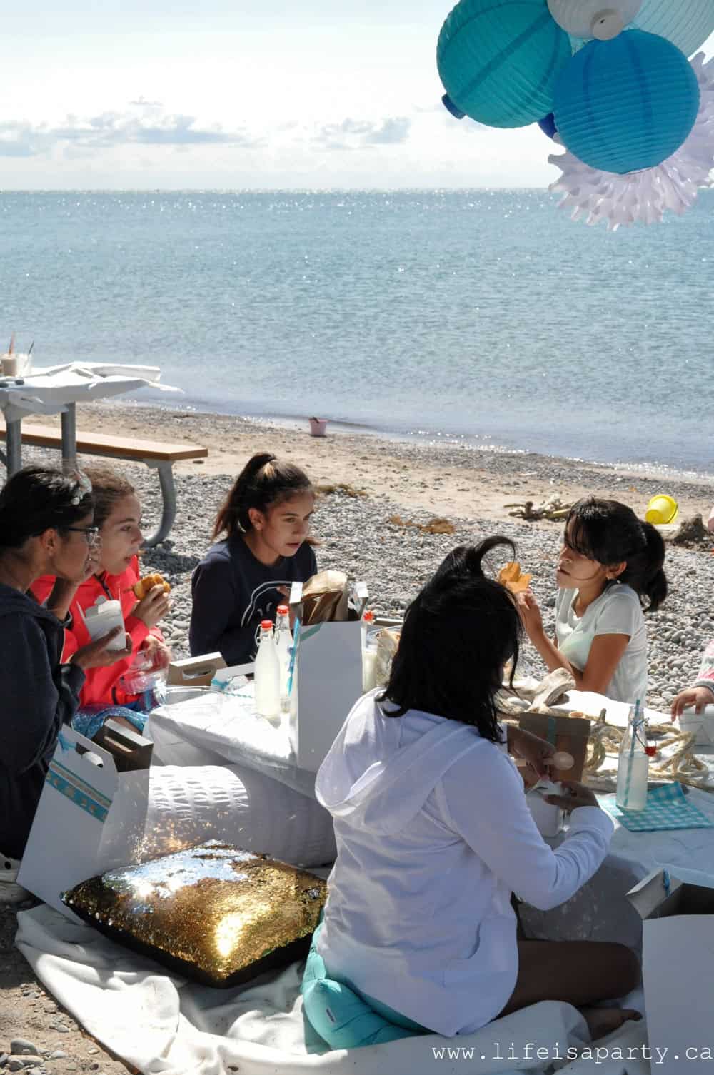 Mermaid Party Food picnic lunch on the beach