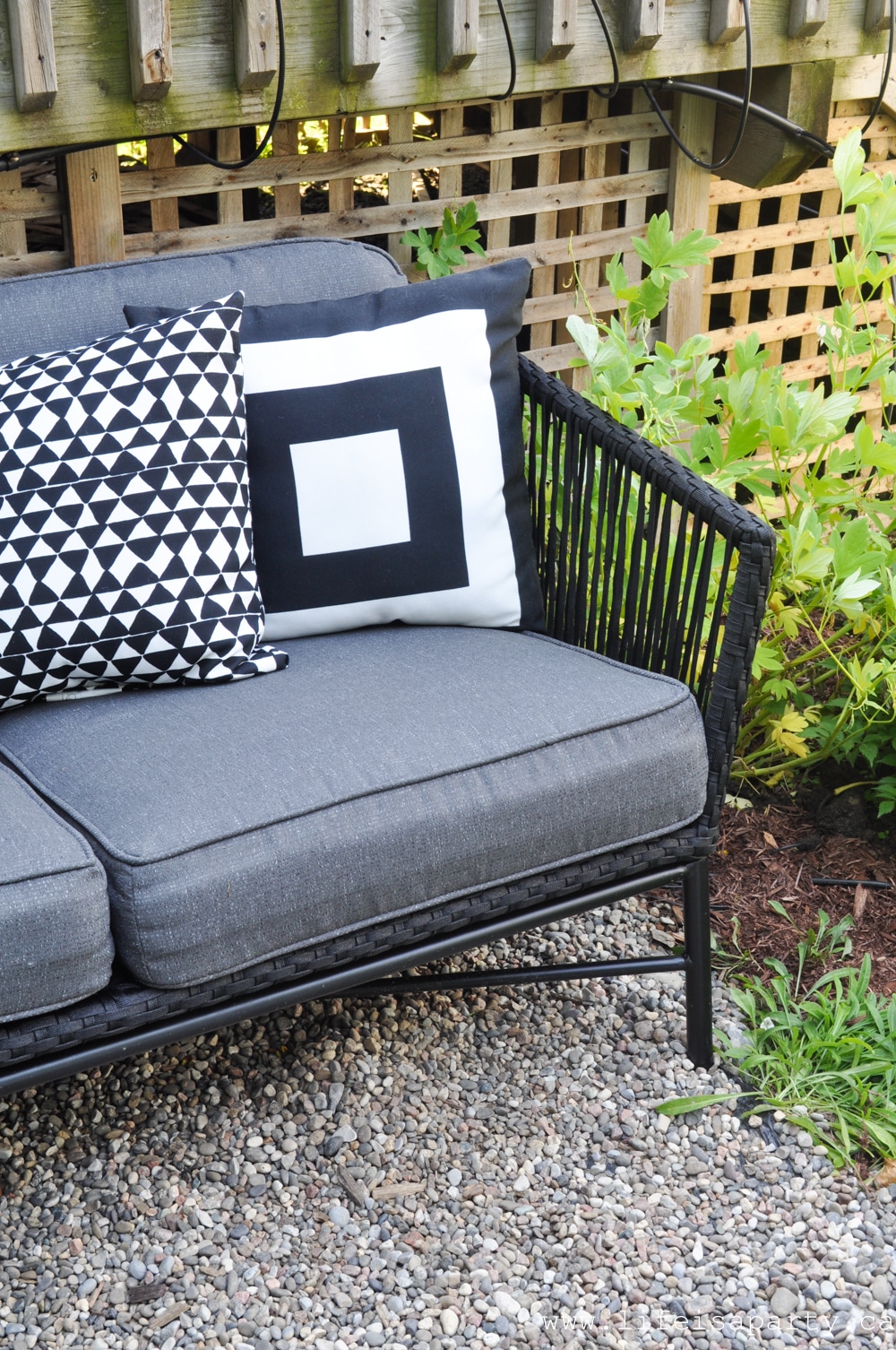 Black and White Garden seating area