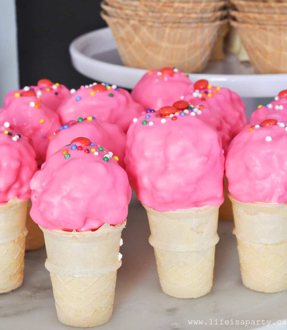 Ice cream cone Rice Krispie treats.