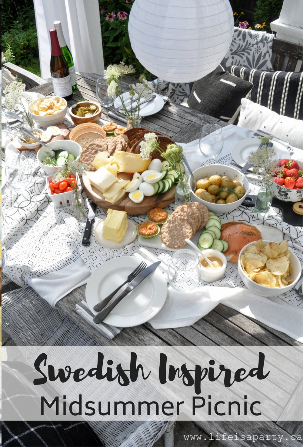 Swedish Inspired Midsummer Picnic:  Enjoy drinks, smorgasbord, and dessert all inspired by a traditional Swedish Midsummer party.