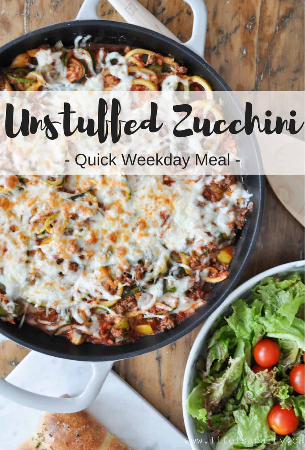 Unstuffed Zucchini: the perfect quick and easy, one pot weeknight meal. We made cooking time quicker using zucchini zoodles.