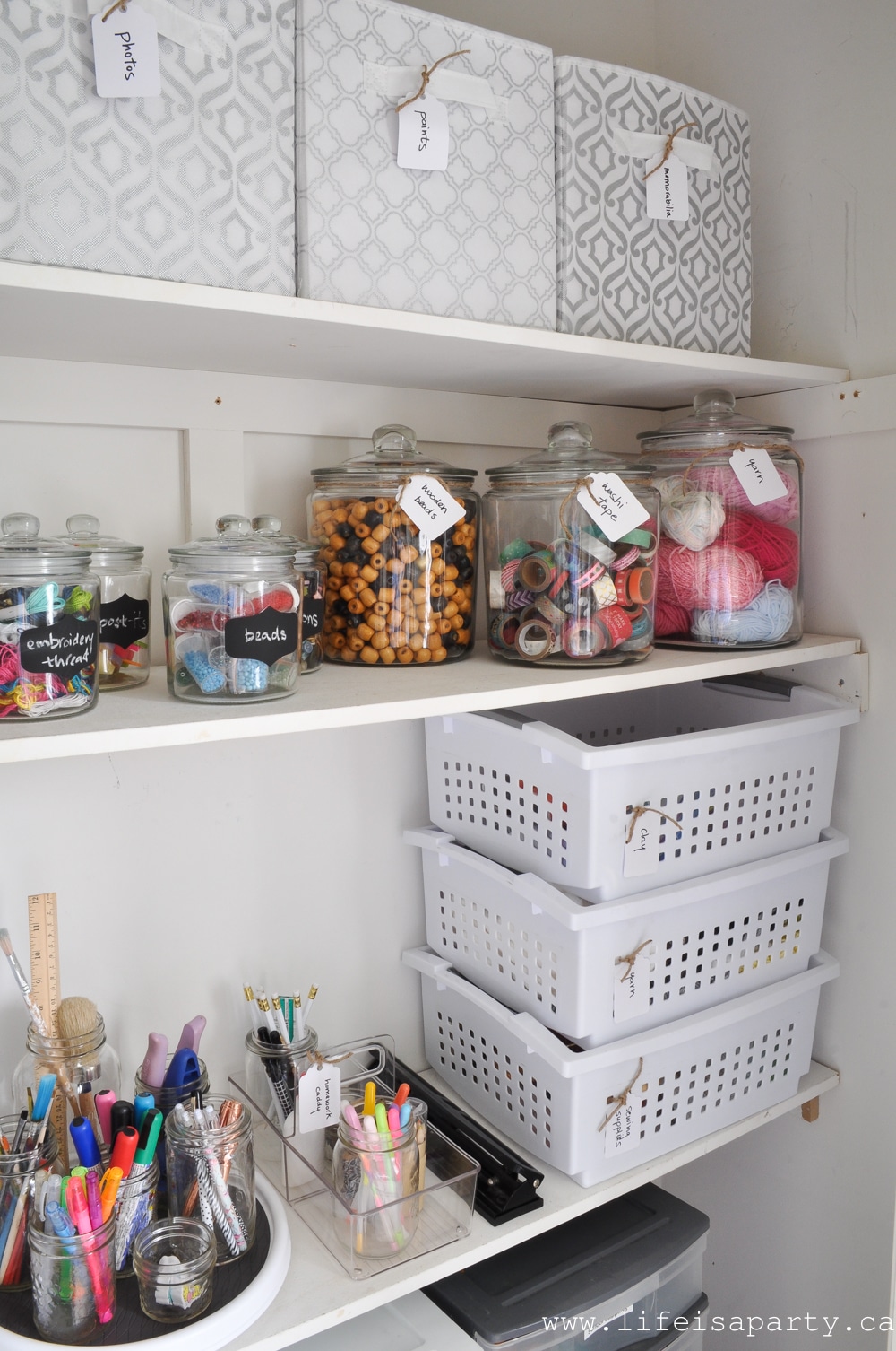 How To Organize a Craft Cupboard and Homework Station