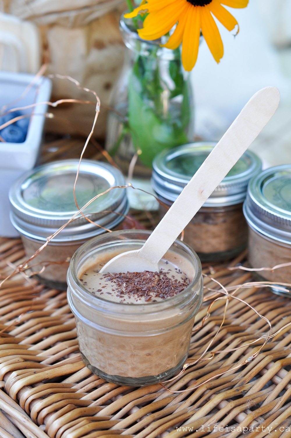 chocolate mousse in a mason jar