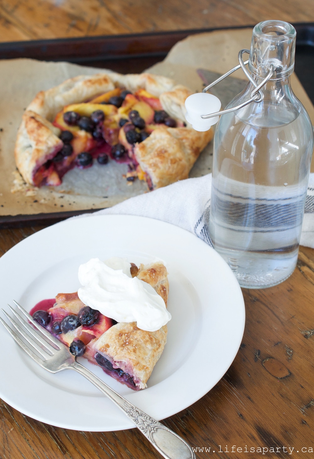 Nectarine and Blueberry Galette with whipped cream