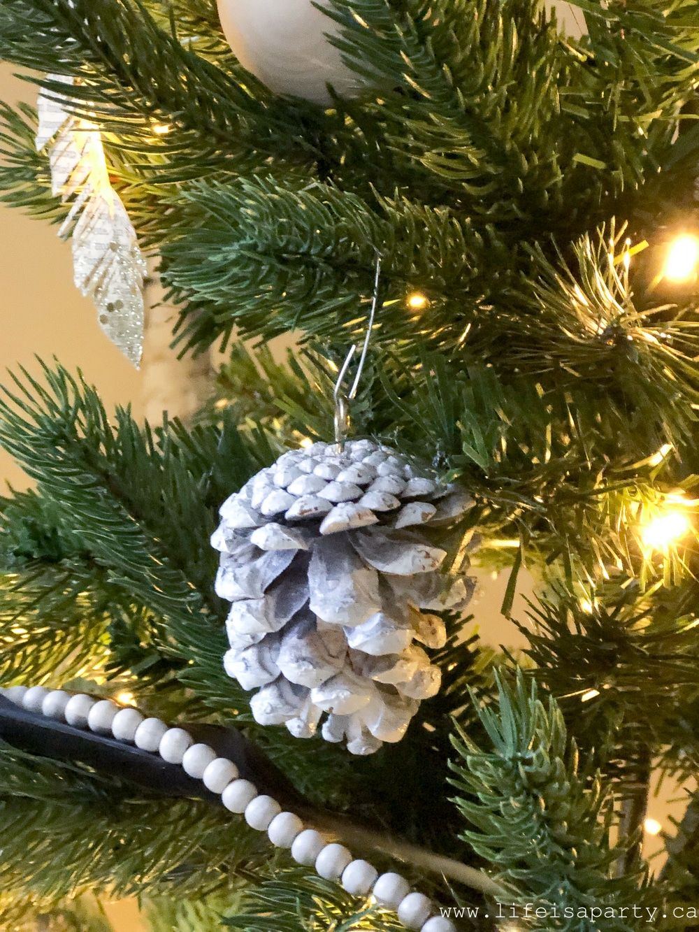 painted pinecone Christmas ornament