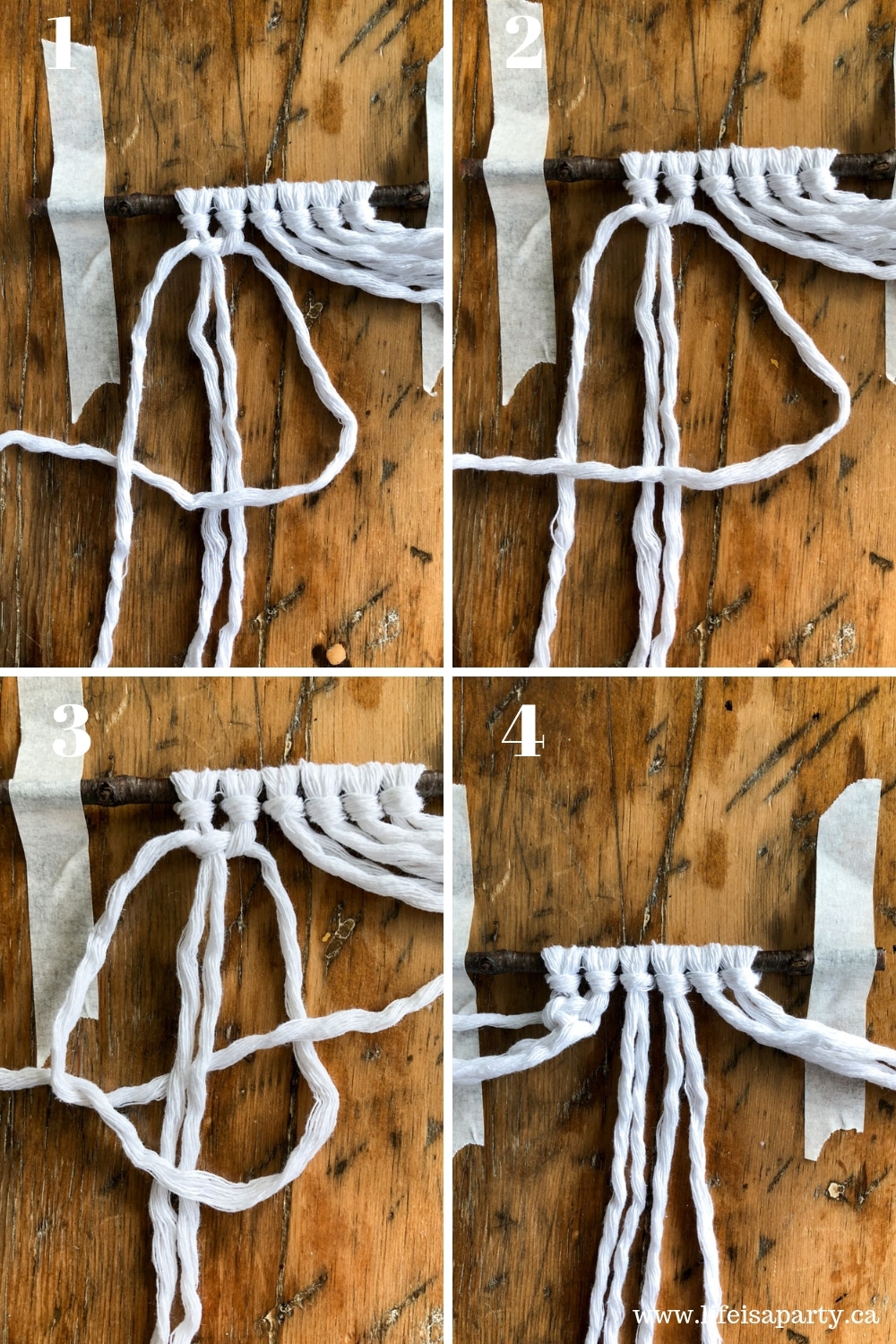 How to tie a square knot in macrame college.