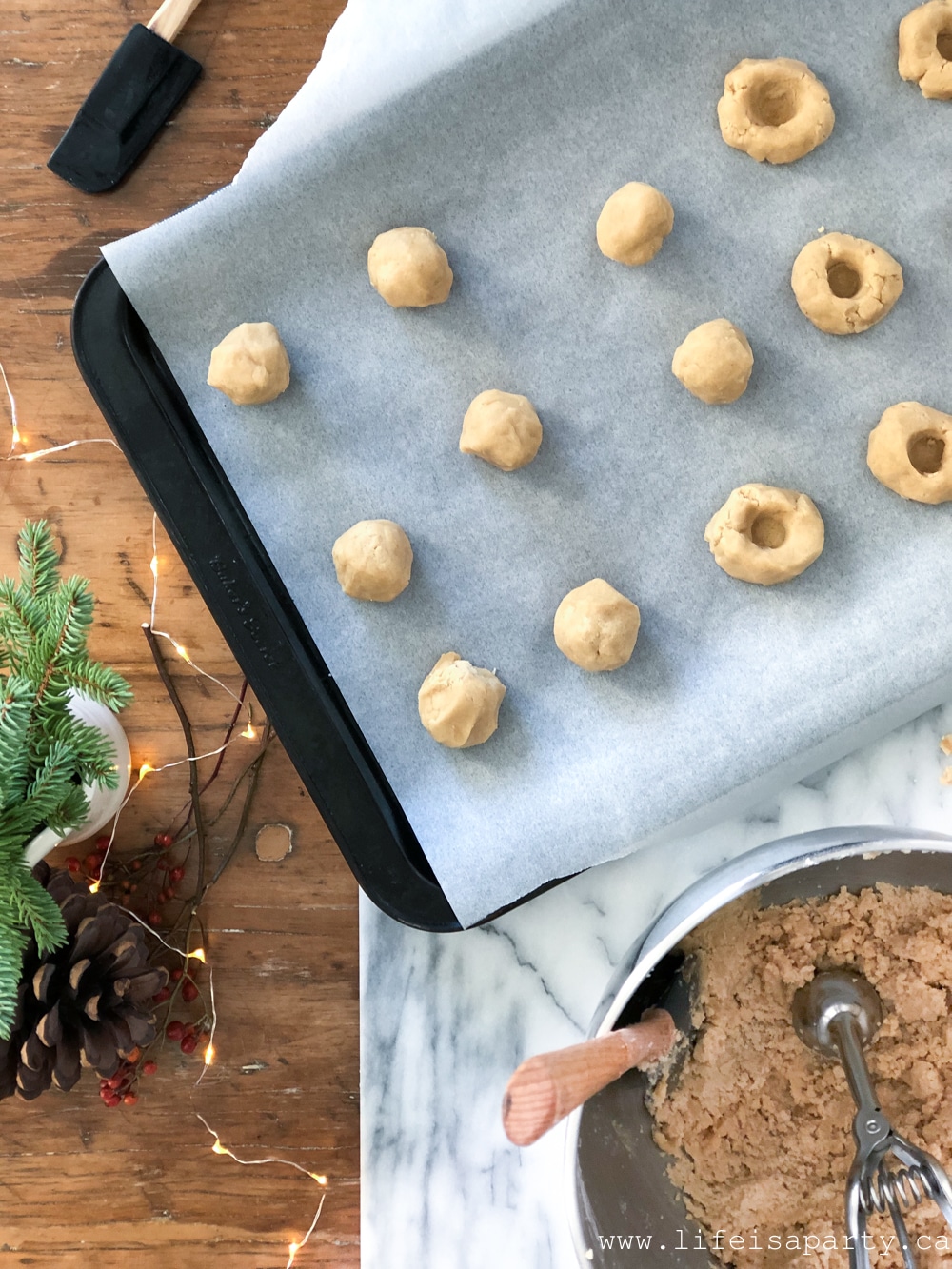 how to make Brown Sugar Shortbread Caramel Thumbprint Cookies
