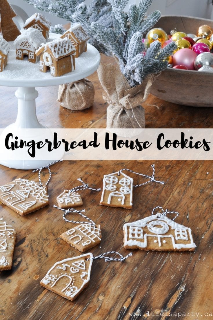 Gingerbread House Cookies: a classic gingerbread cookie recipe perfect for Christmas cookie ornaments or mini houses.