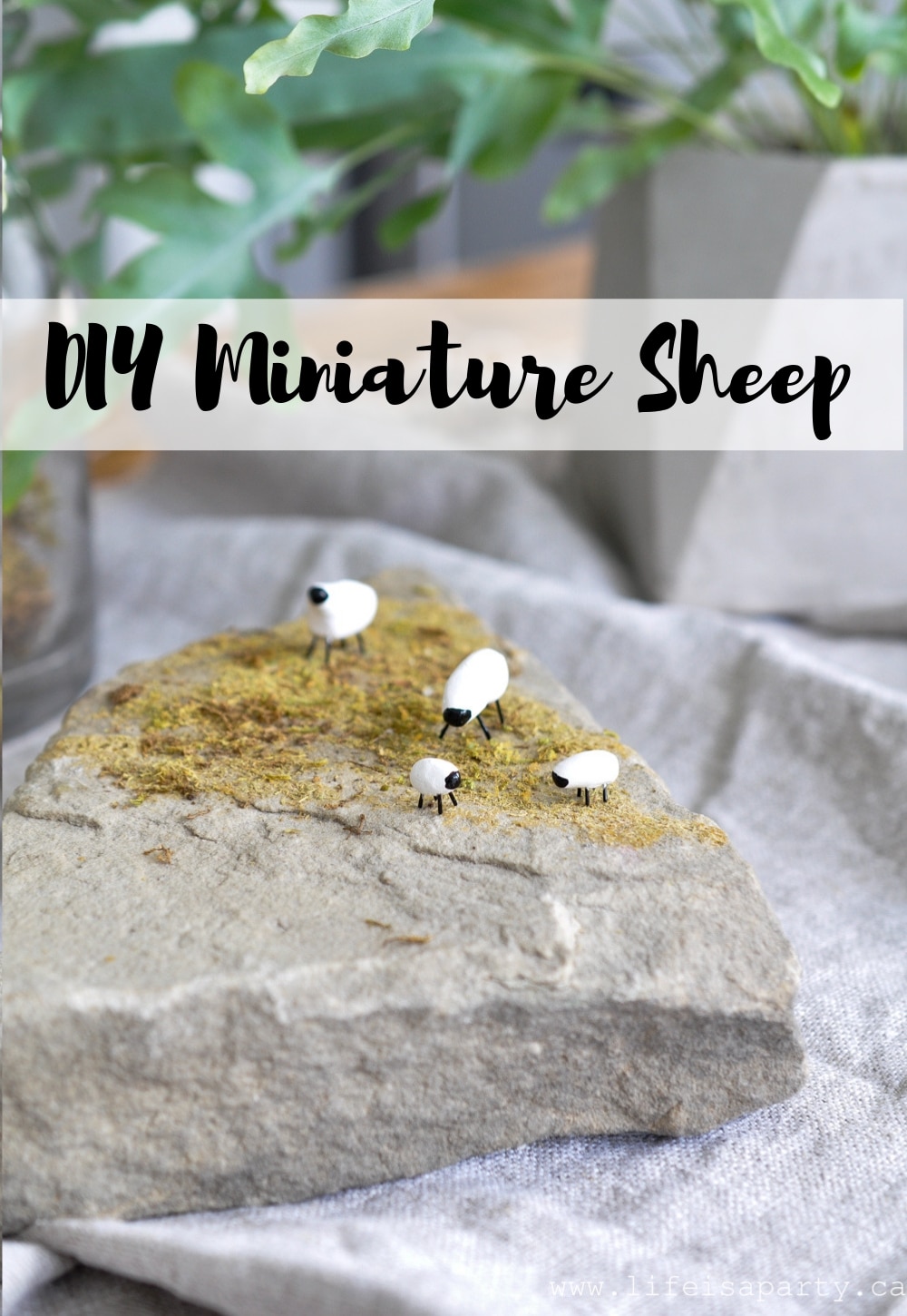 DIY Miniature Sheep: full tutorial for these easy to make sheep, made from polymer clay and staples. A beautiful addition to your spring decor.