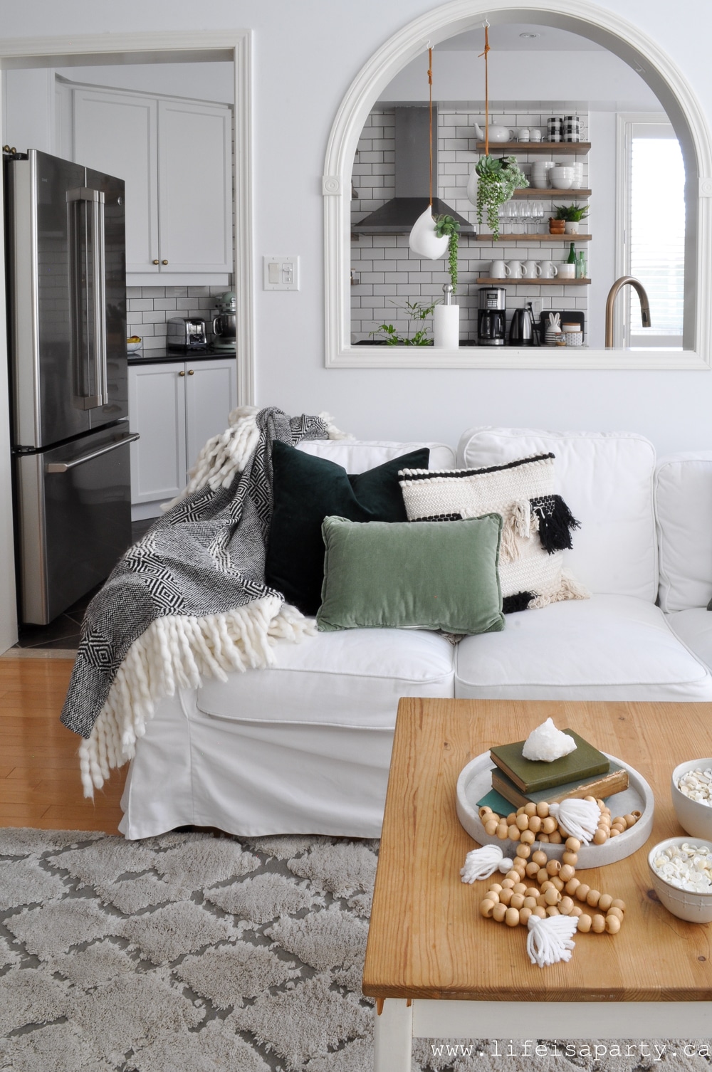 Spring Home Tour with black, white and green decor