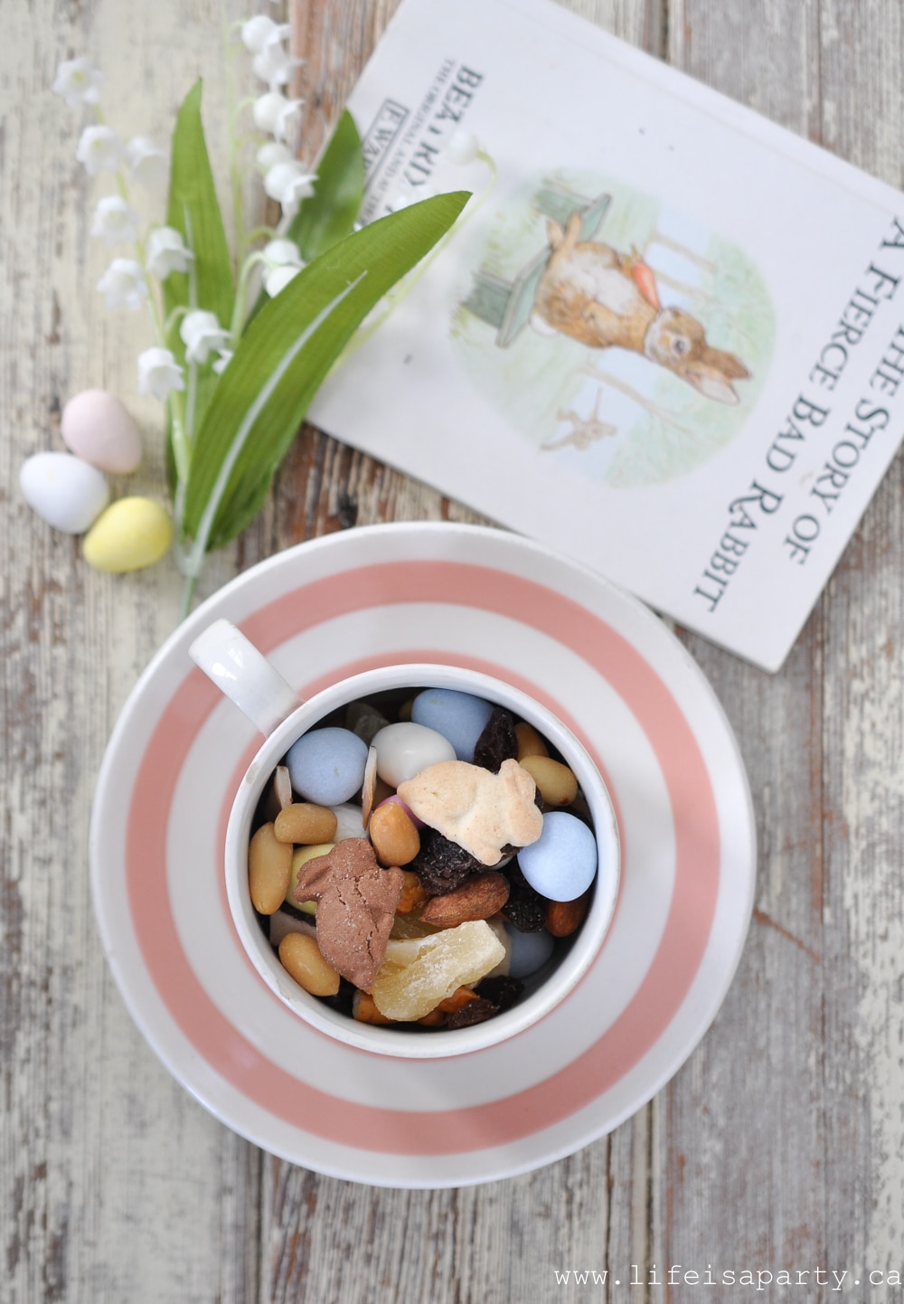 Easter Trail Mix in a tea cup