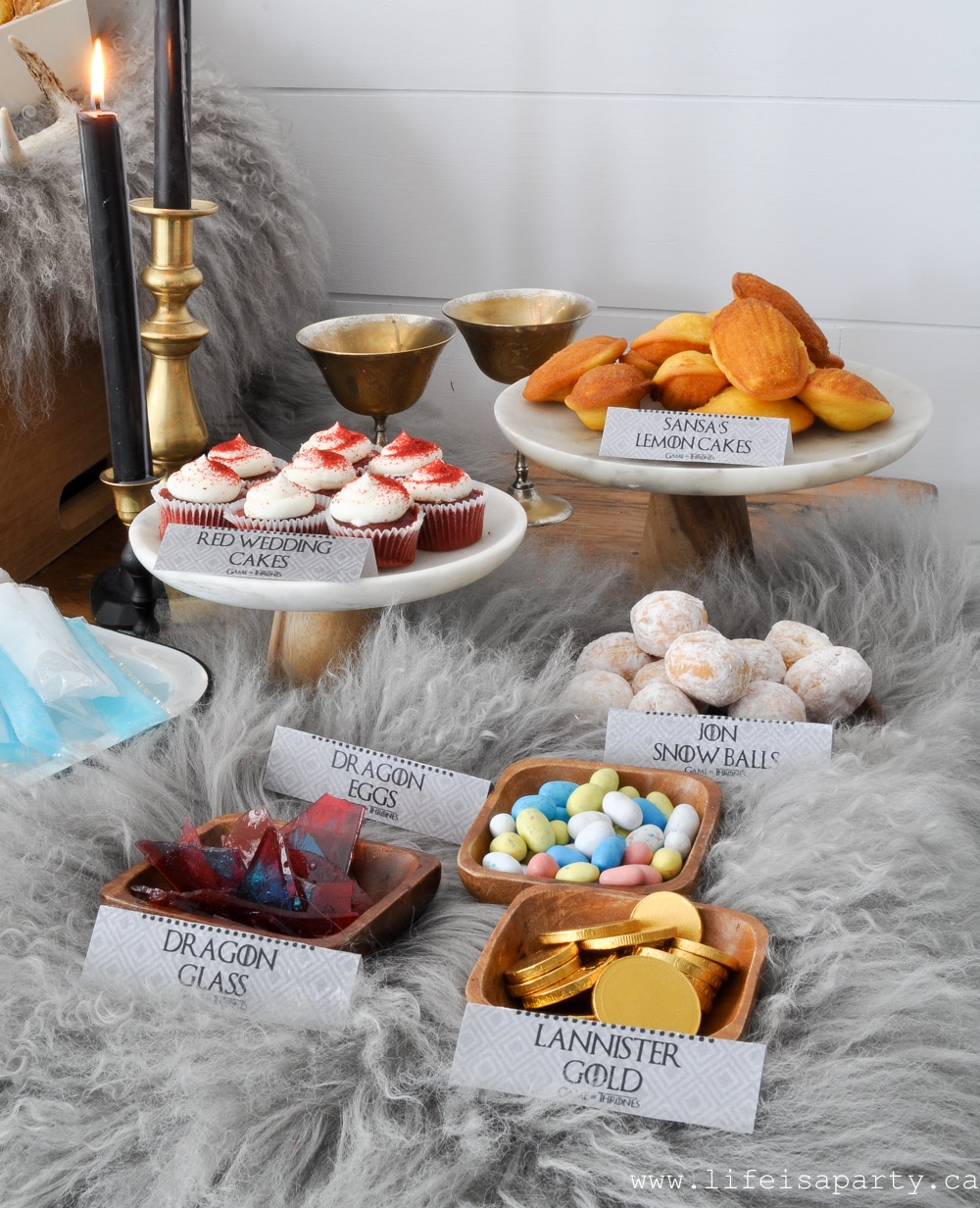 Game of Thrones desserts and free printable labels