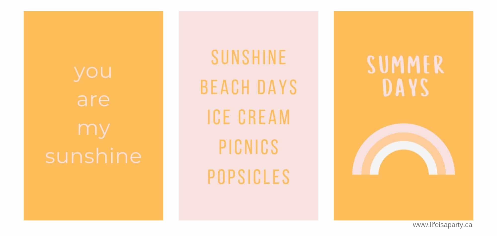 Free Summer Printables Mustard Yellow and Pink