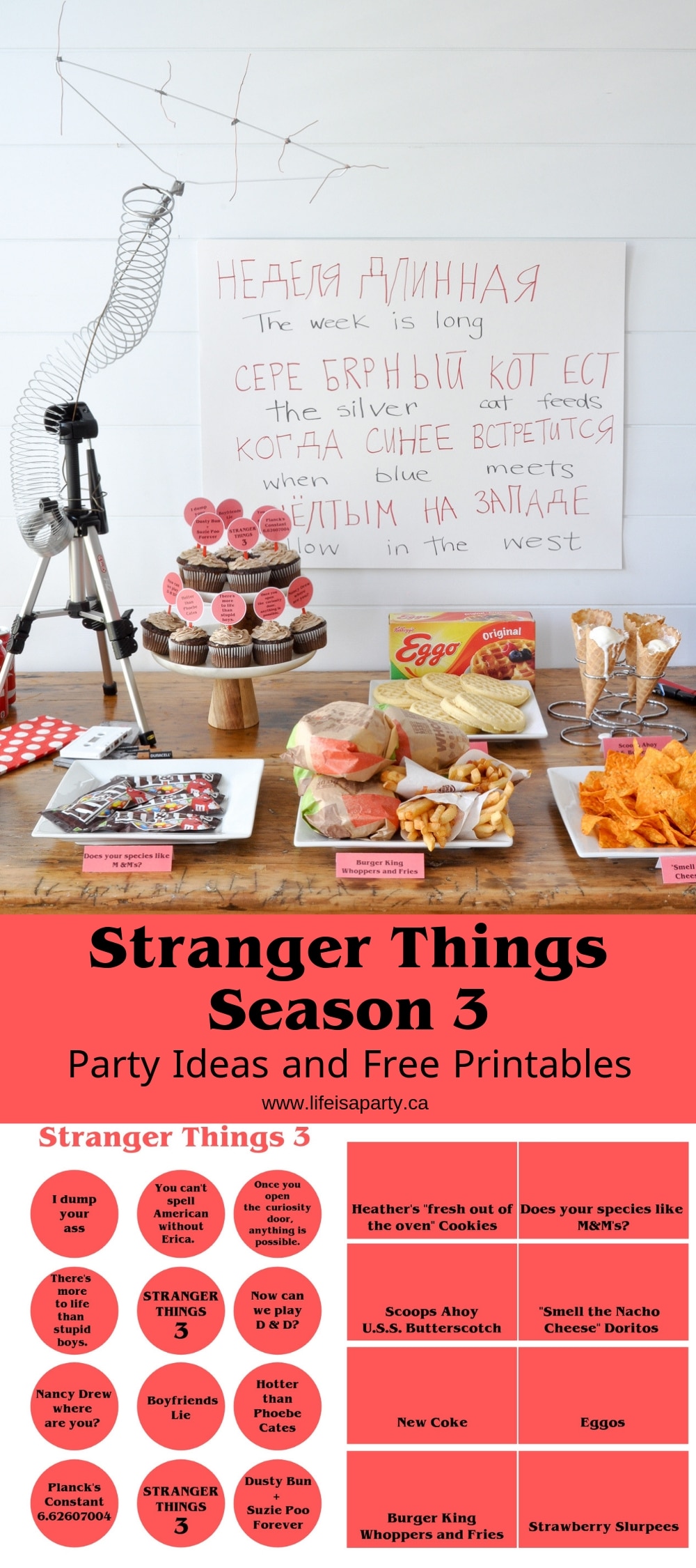 stranger things themed party food table