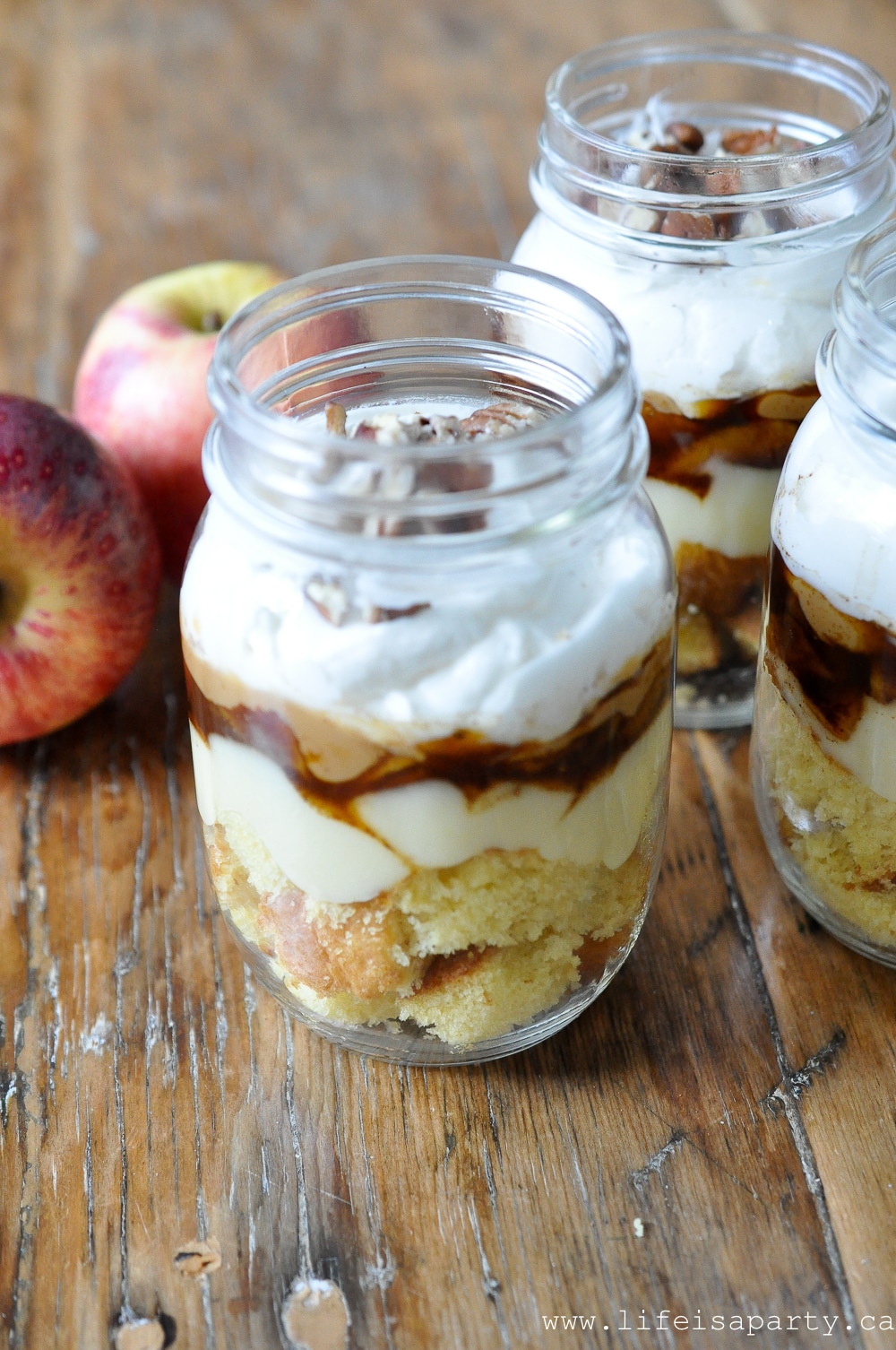 how to make a layered individual Caramel Apple Trifle