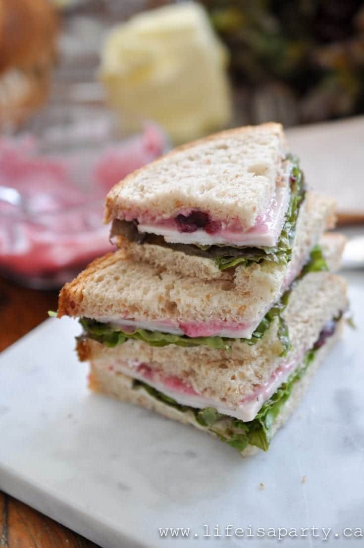 Easy Turkey Tea Sandwiches with Cranberry Mayo