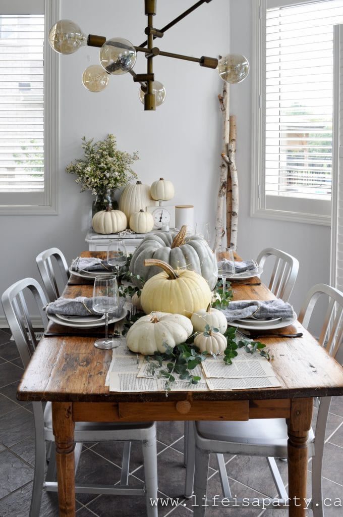 Black and White Modern Farmhouse Thanksgiving Table - Life is a Party