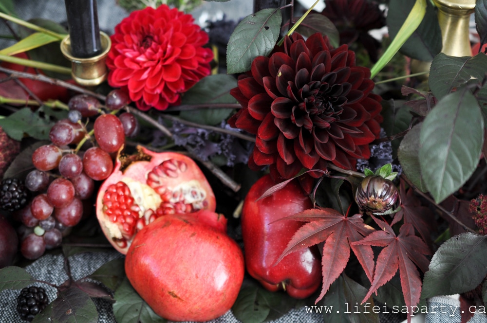Dahlias and pomegranates