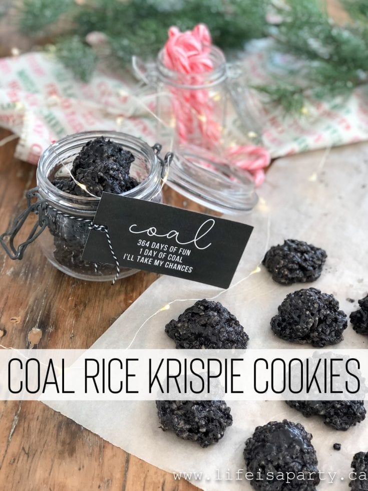 Coal Rice Krispie Cookies: This recipe and printable gift tag is the perfect treat for anyone who is on Santa's naughty list this year.