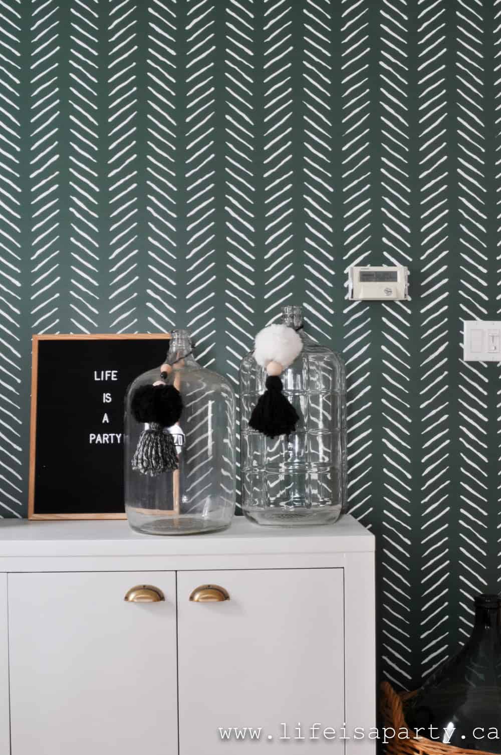 Green Feature Wall with stencil