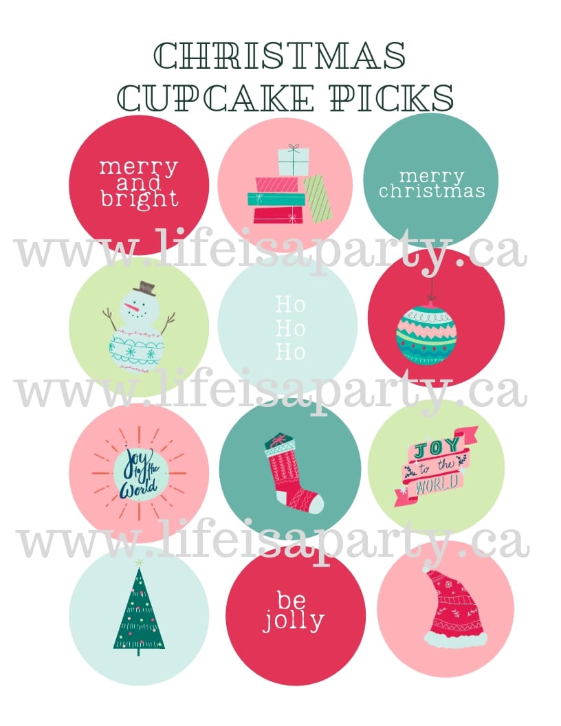 Printable Christmas cupcake picks