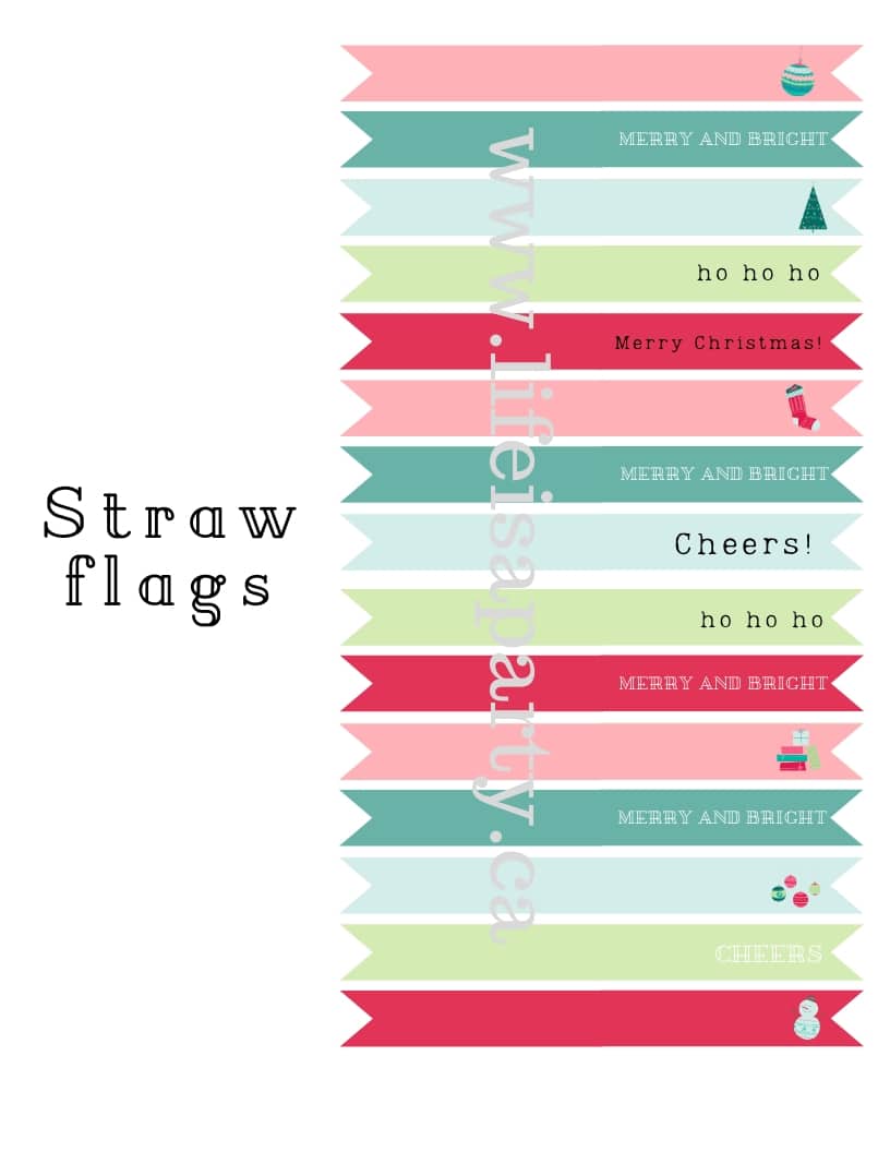 Christmas Printable Straw Flags