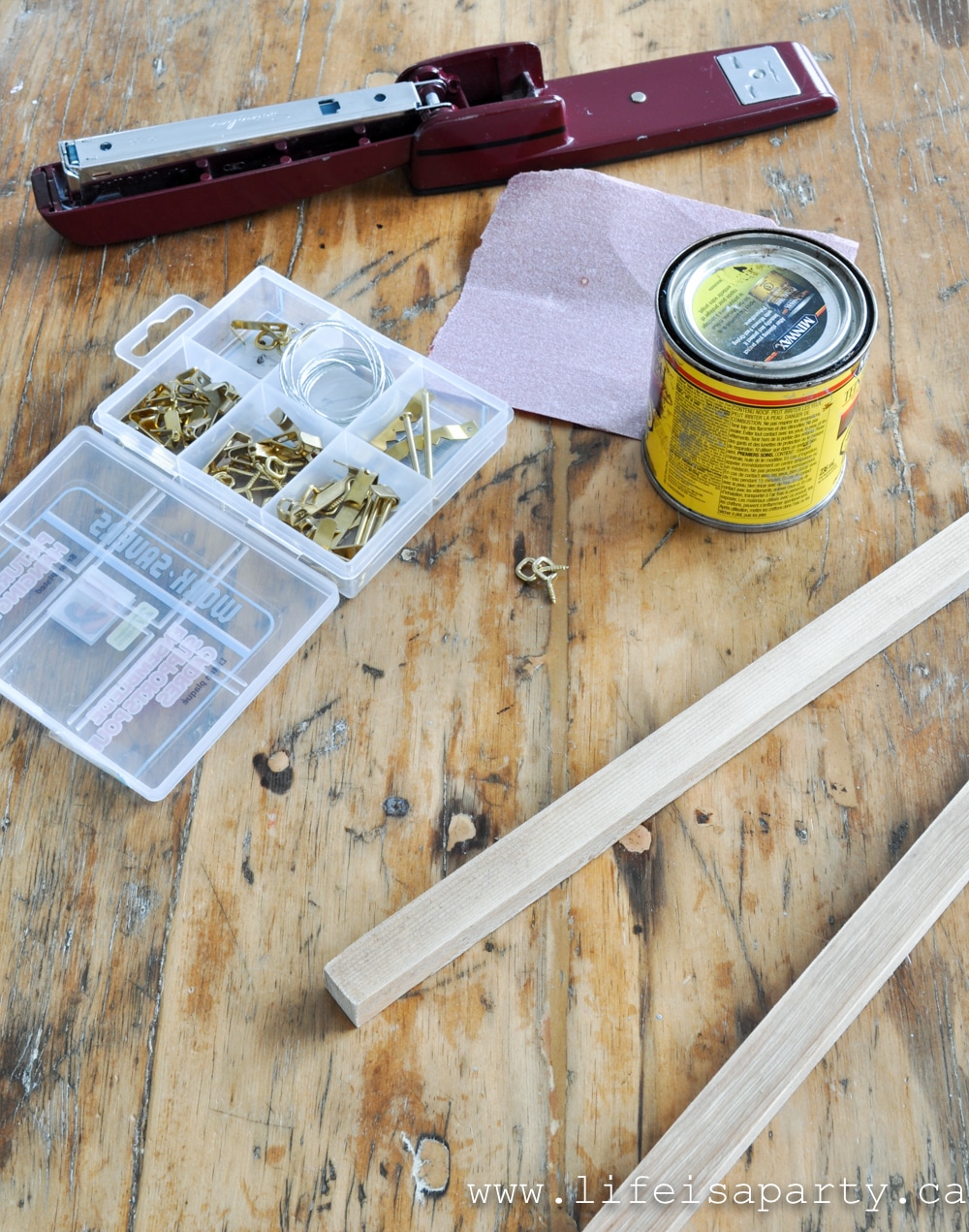 Supplies to make a DIY frame for hanging posters
