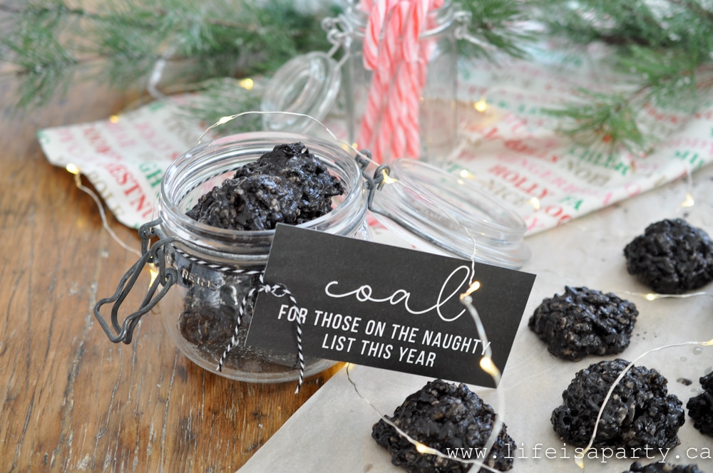 Coal Rice Krispie homemade Christmas gift idea