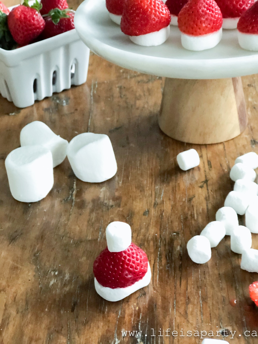 Strawberry and marshmallow Santa hats