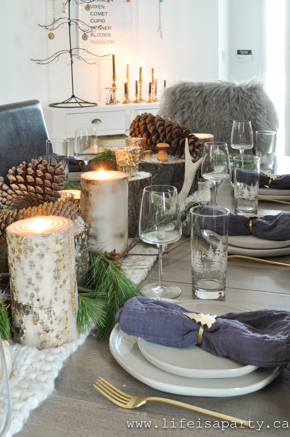 Christmas woodland inspired tablescape