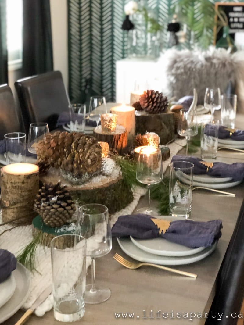 Rustic Snowy Christmas Tablescape - Life is a Party