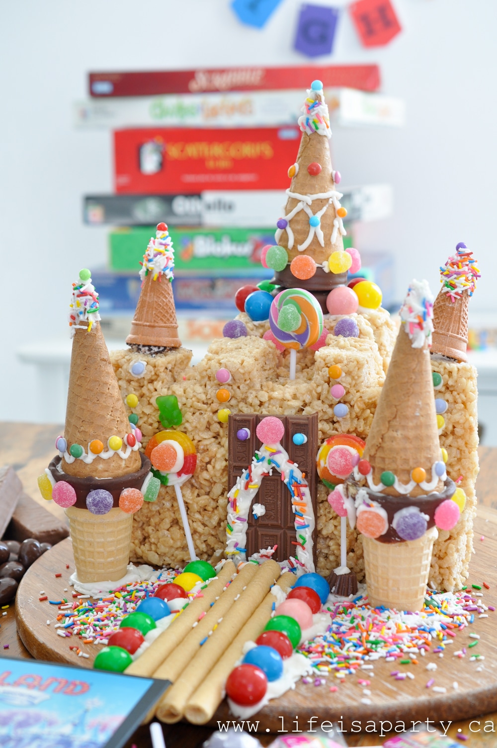 candy castle made from Rice Krispies