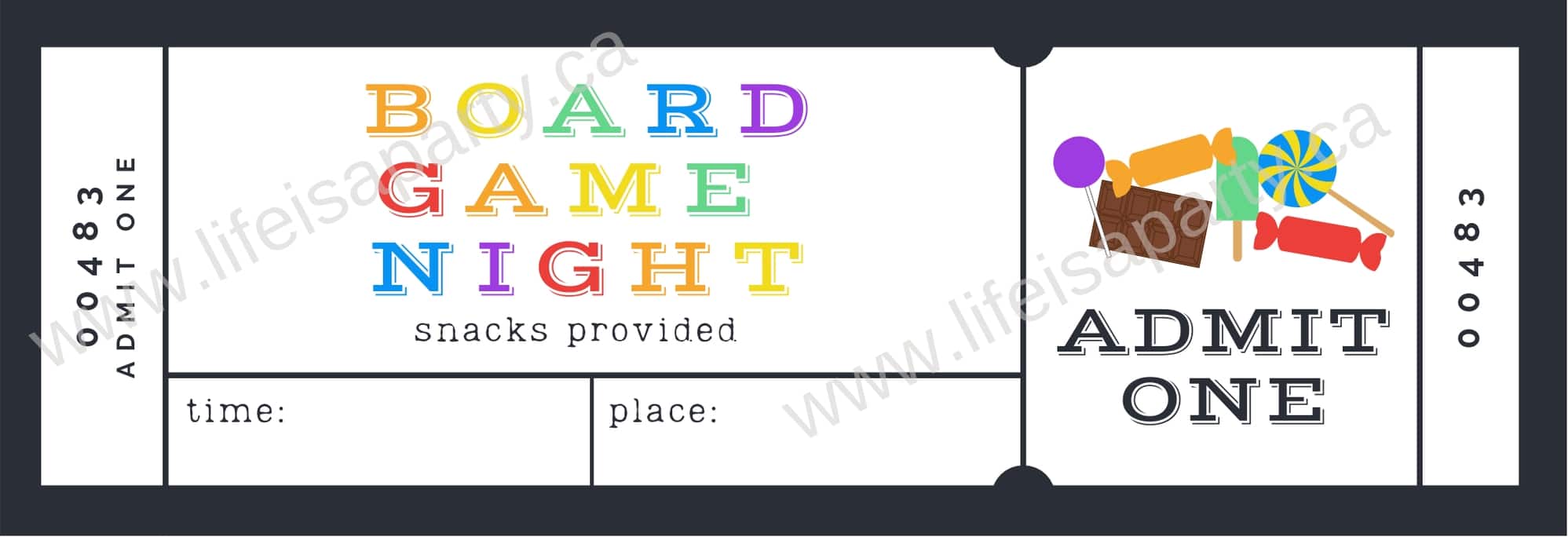 free printable board game night ticket
