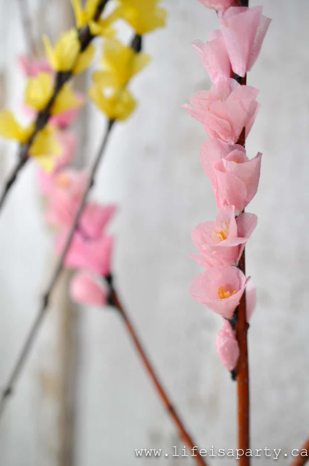 DIY crepe paper flowers Japanese quince pink