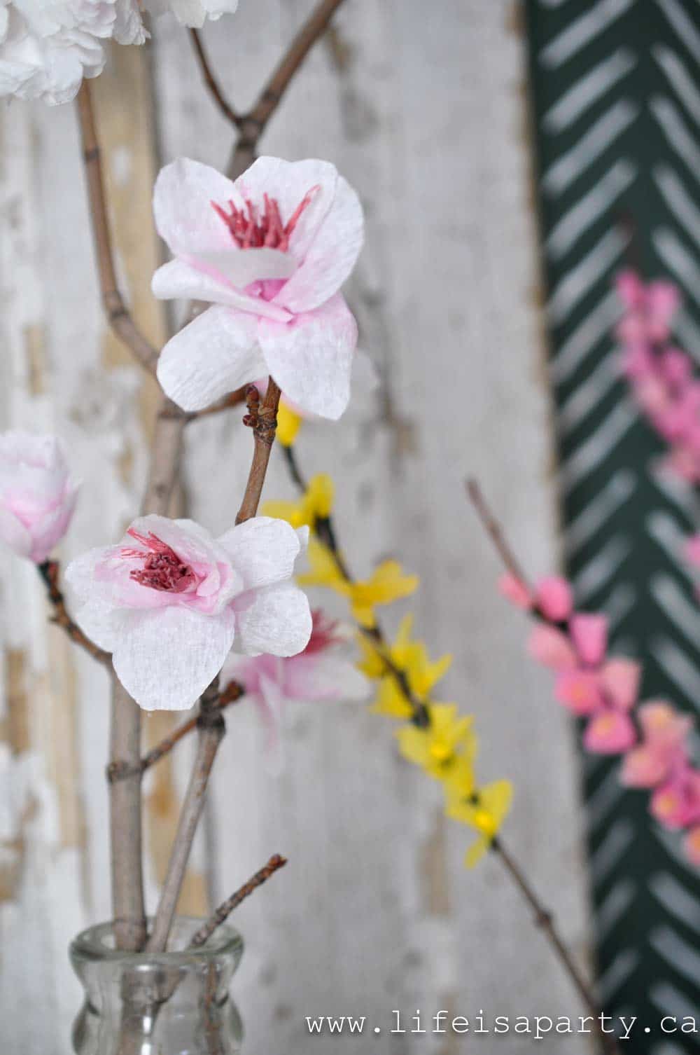DIY crepe paper magnolia flowers