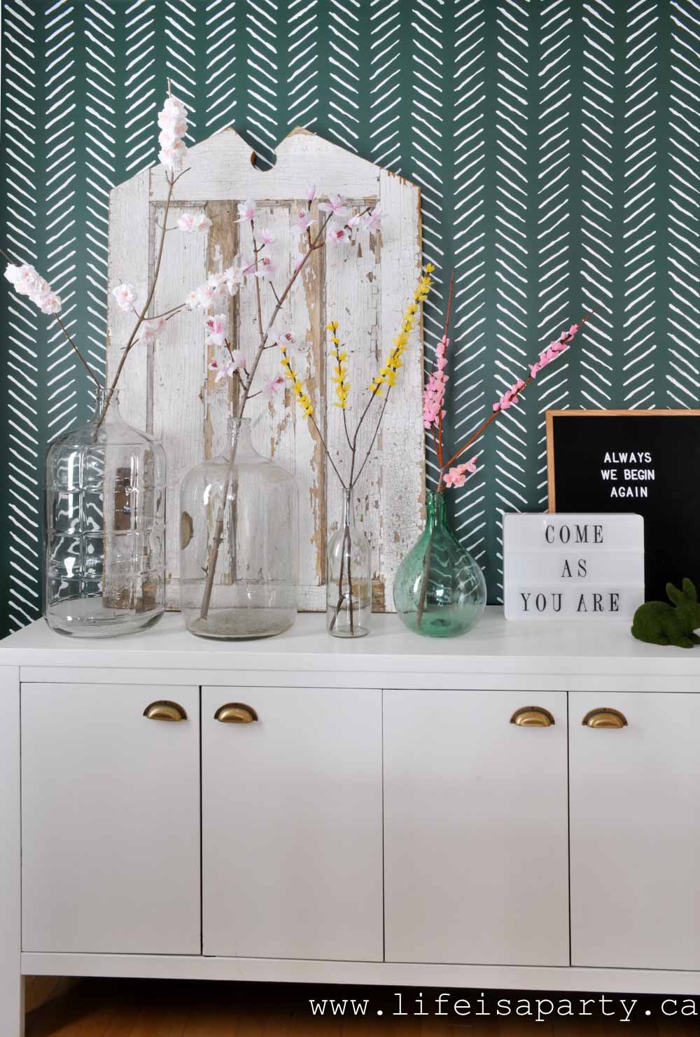 DIY crepe paper flowers spring branches