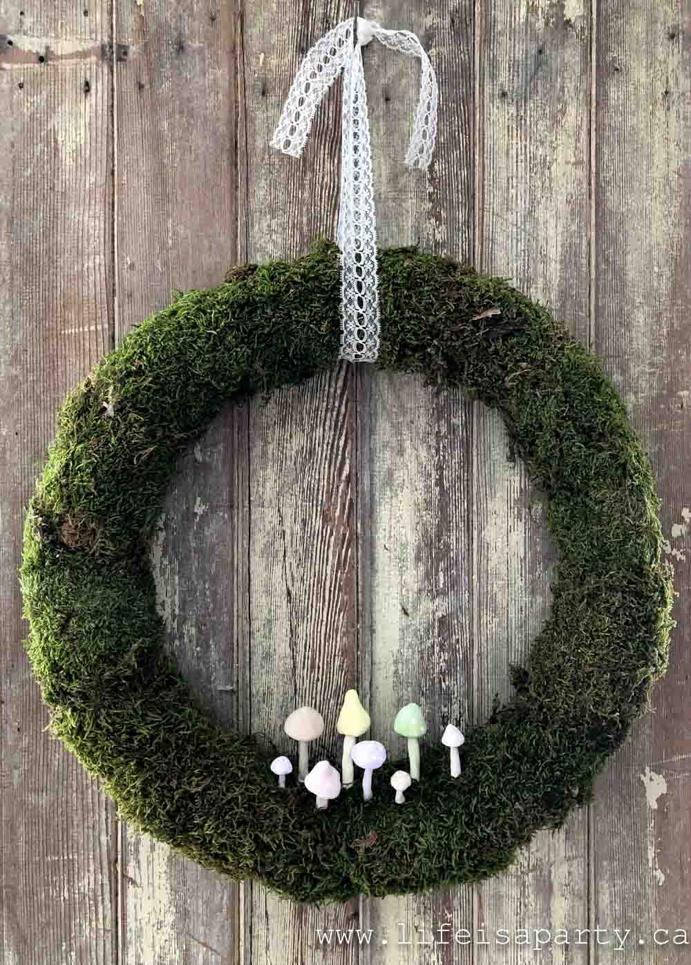 how to make a mushroom spring wreath