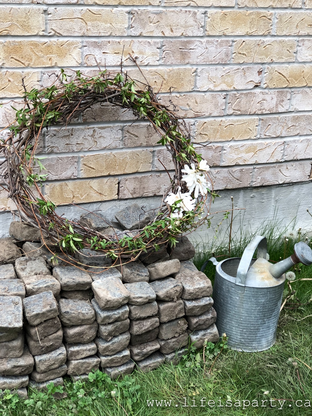 foraged wreath with grapevine and flowers
